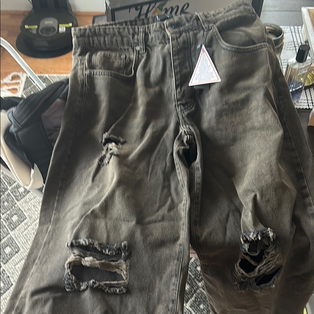 Boohoo Mens Distressed Black Jeans